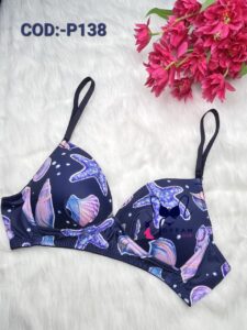 Soft Comfortable Foam Blue Shamuk Print Pad Bra COD:-P138