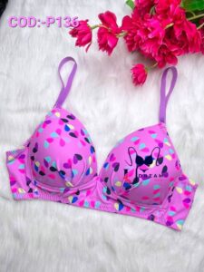 Soft Comfortable Foam Pink And Paste Print Pad Bra COD:-P136