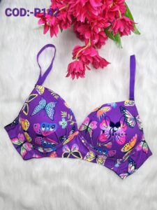 Soft Comfortable Foam Purple Butterfiy Print Pad Bra COD:-P142
