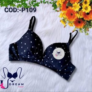 Soft Comfortable Foam White  And Black Print Pad Bra COD:-P109