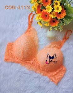 Girls Padded Bra Orange Colour Lace COD:-L112