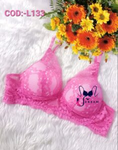 Girls Padded Bra Pink Colour Lace COD:-L133