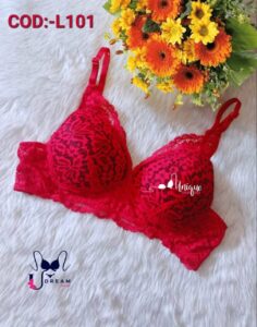 Girls Padded Bra Red Colour Lace COD:-L101