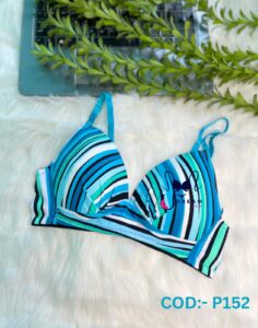 Soft Comfortable Foam Blue And Black Print Pad Bra COD:-P152