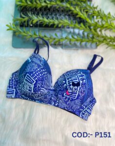 Soft Comfortable Foam Blue  Print Pad Bra COD:-P151