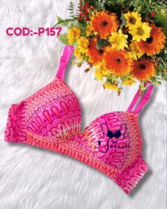 Soft Comfortable Foam Pink And Yellow Print Pad Bra COD:-P157